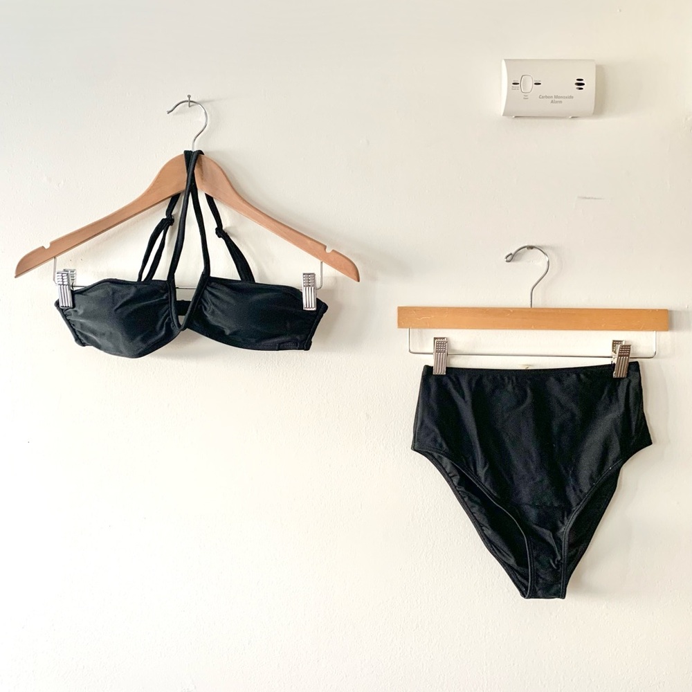 NEW Forever 21 Black Bikini Top and Bottom Set